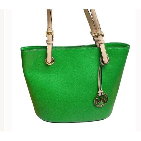 Michael Kors MK Jet Set Travel Tote Multifunction Green Hard Shell Medium NEW - Picture 2 of 16